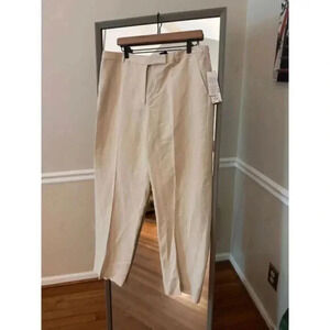 Kasper Linen Blend Wide/Straight Leg Trousers Size 14 Cream Beige NWT⁠